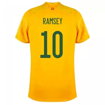 Mujer Selección de fútbol de Gales Camiseta Aaron Ramsey #10 2ª Equipación Amarillo 2021 Chile