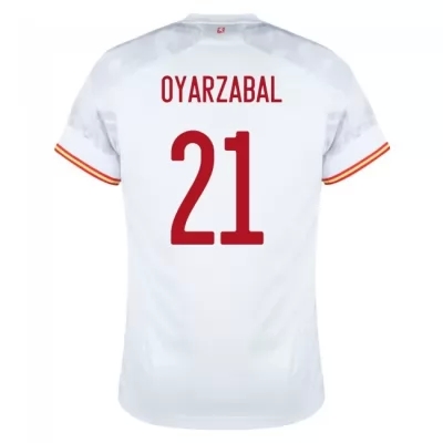 Mujer Selección de fútbol de España Camiseta Mikel Oyarzabal #21 2ª Equipación Blanco 2021 Chile