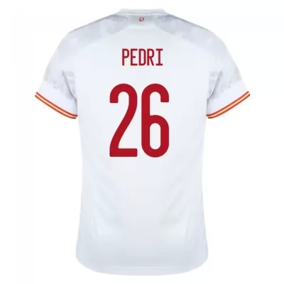 Mujer Selección de fútbol de España Camiseta Pedri #26 2ª Equipación Blanco 2021 Chile