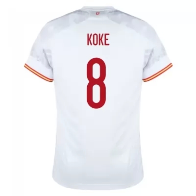 Mujer Selección de fútbol de España Camiseta Koke #8 2ª Equipación Blanco 2021 Chile