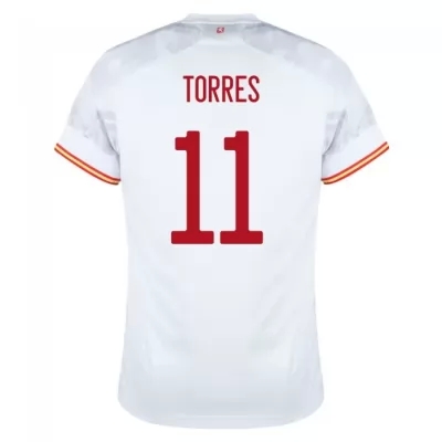 Hombre Selección de fútbol de España Camiseta Ferran Torres #11 2ª Equipación Blanco 2021 Chile