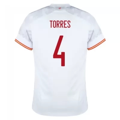 Mujer Selección de fútbol de España Camiseta Pau Torres #4 2ª Equipación Blanco 2021 Chile