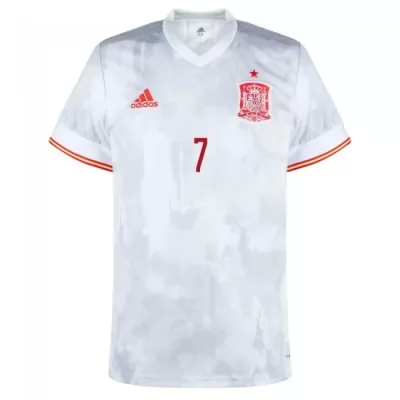 Mujer Selección de fútbol de España Camiseta Alvaro Morata #7 2ª Equipación Blanco 2021 Chile