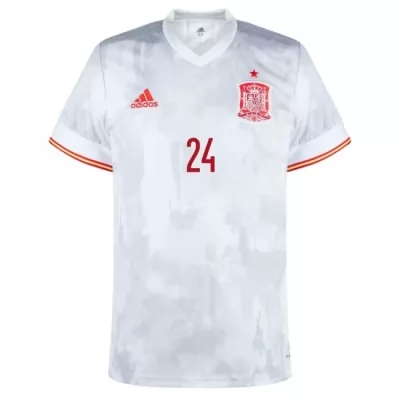 Hombre Selección De Fútbol De España Camiseta Aymeric Laporte #24 2ª Equipación Blanco 2021 Chile