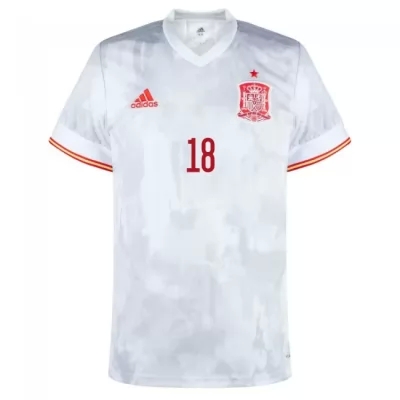 Mujer Selección De Fútbol De España Camiseta Jordi Alba #18 2ª Equipación Blanco 2021 Chile