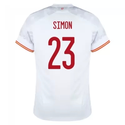 Hombre Selección de fútbol de España Camiseta Unai Simon #23 2ª Equipación Blanco 2021 Chile