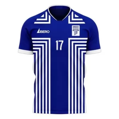 Mujer Selección de fútbol de Grecia Camiseta Christos Tzolis #17 2ª Equipación Azul 2021 Chile