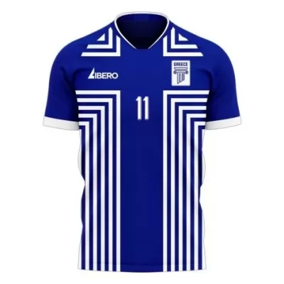 Mujer Selección de fútbol de Grecia Camiseta Anastasios Bakasetas #11 2ª Equipación Azul 2021 Chile