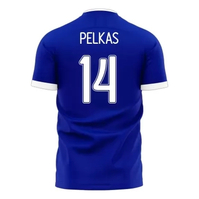 Mujer Selección de fútbol de Grecia Camiseta Dimitrios Pelkas #14 2ª Equipación Azul 2021 Chile