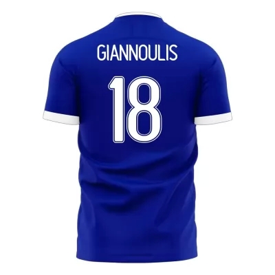 Mujer Selección de fútbol de Grecia Camiseta Dimitrios Giannoulis #18 2ª Equipación Azul 2021 Chile