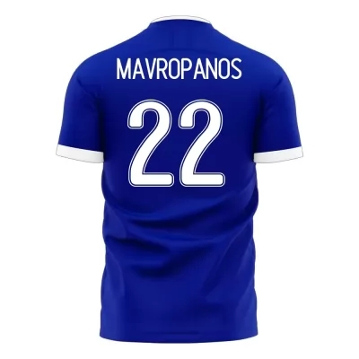 Mujer Selección de fútbol de Grecia Camiseta Konstantinos Mavropanos #22 2ª Equipación Azul 2021 Chile