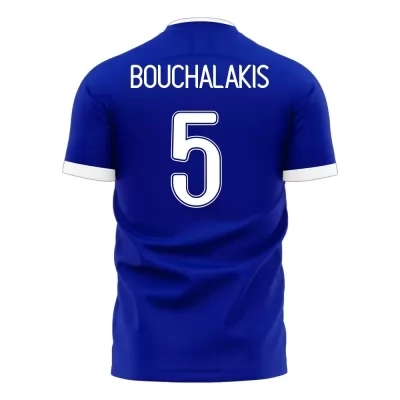 Mujer Selección de fútbol de Grecia Camiseta Andreas Bouchalakis #5 2ª Equipación Azul 2021 Chile