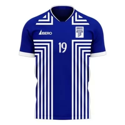 Mujer Selección de fútbol de Grecia Camiseta Leonardo Koutris #19 2ª Equipación Azul 2021 Chile