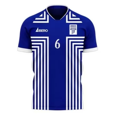 Mujer Selección de fútbol de Grecia Camiseta Konstantinos Galanopoulos #6 2ª Equipación Azul 2021 Chile