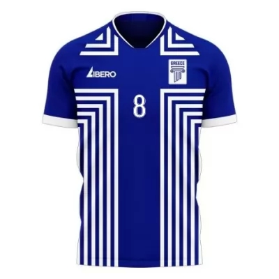 Mujer Selección de fútbol de Grecia Camiseta Zeca #8 2ª Equipación Azul 2021 Chile