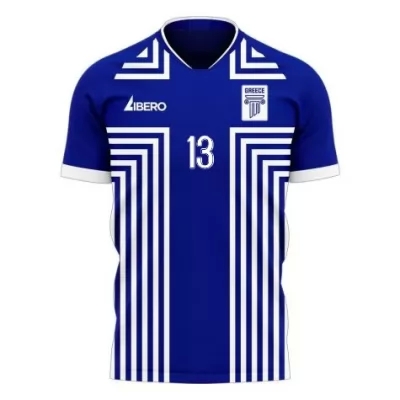 Mujer Selección de fútbol de Grecia Camiseta Sokratis Dioudis #13 2ª Equipación Azul 2021 Chile