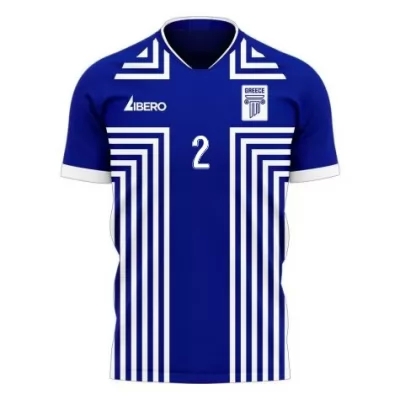 Mujer Selección de fútbol de Grecia Camiseta Michalis Bakakis #2 2ª Equipación Azul 2021 Chile
