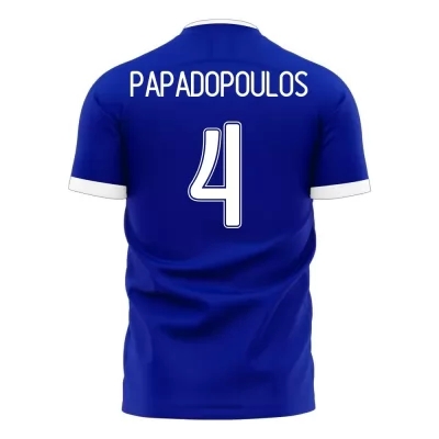 Mujer Selección de fútbol de Grecia Camiseta Kyriakos Papadopoulos #4 2ª Equipación Azul 2021 Chile