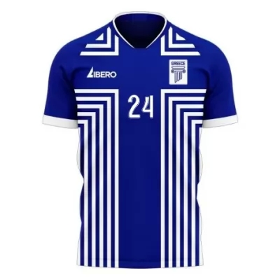 Mujer Selección de fútbol de Grecia Camiseta Achilleas Poungouras #24 2ª Equipación Azul 2021 Chile