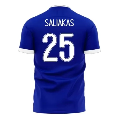 Mujer Selección de fútbol de Grecia Camiseta Manolis Saliakas #25 2ª Equipación Azul 2021 Chile