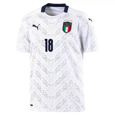 Hombre Selección De Fútbol De Italia Camiseta Nicolo Barella #18 2ª Equipación Blanco 2021 Chile