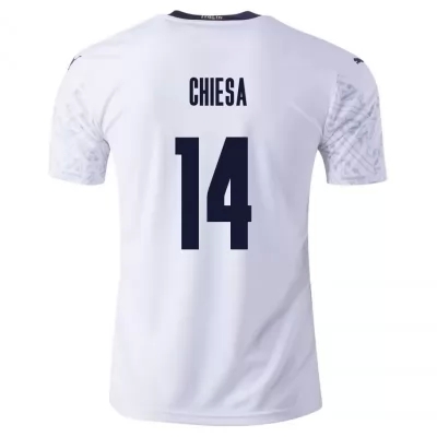 Hombre Selección de fútbol de Italia Camiseta Federico Chiesa #14 2ª Equipación Blanco 2021 Chile