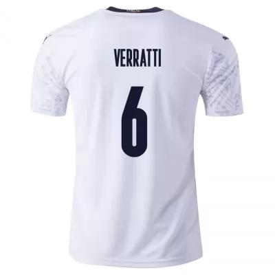 Niño Selección de fútbol de Italia Camiseta Marco Verratti #6 2ª Equipación Blanco 2021 Chile