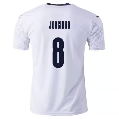 Hombre Selección de fútbol de Italia Camiseta Jorginho #8 2ª Equipación Blanco 2021 Chile