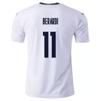 Hombre Selección de fútbol de Italia Camiseta Domenico Berardi #11 2ª Equipación Blanco 2021 Chile