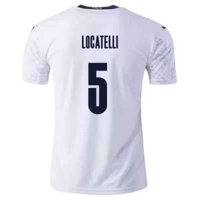 Hombre Selección de fútbol de Italia Camiseta Manuel Locatelli #5 2ª Equipación Blanco 2021 Chile