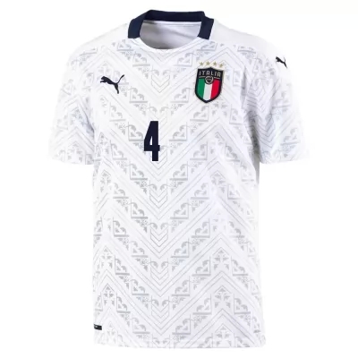 Niño Selección De Fútbol De Italia Camiseta Leonardo Spinazzola #4 2ª Equipación Blanco 2021 Chile