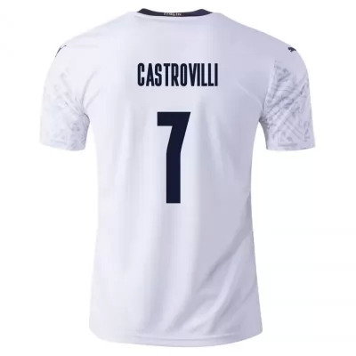 Mujer Selección de fútbol de Italia Camiseta Gaetano Castrovilli #7 2ª Equipación Blanco 2021 Chile