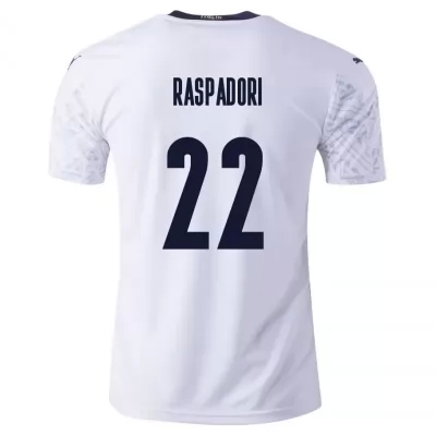 Niño Selección de fútbol de Italia Camiseta Giacomo Raspadori #22 2ª Equipación Blanco 2021 Chile