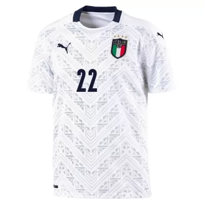 Mujer Selección De Fútbol De Italia Camiseta Giacomo Raspadori #22 2ª Equipación Blanco 2021 Chile