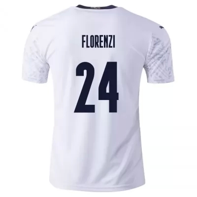 Mujer Selección de fútbol de Italia Camiseta Alessandro Florenzi #24 2ª Equipación Blanco 2021 Chile