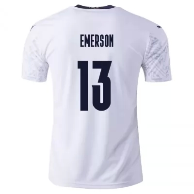 Hombre Selección de fútbol de Italia Camiseta Emerson #13 2ª Equipación Blanco 2021 Chile