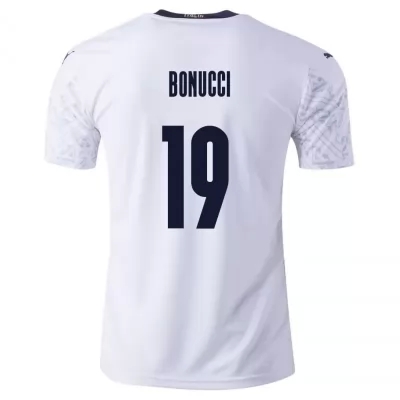 Hombre Selección de fútbol de Italia Camiseta Leonardo Bonucci #19 2ª Equipación Blanco 2021 Chile