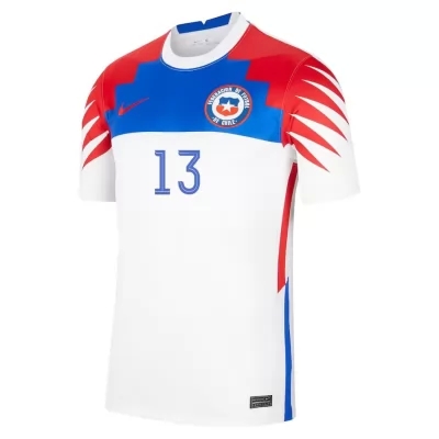 Mujer Selección de fútbol de Chile Camiseta Erick Pulgar #13 2ª Equipación Blanco 2021 Chile