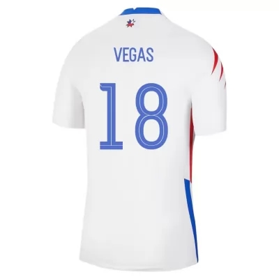 Mujer Selección de fútbol de Chile Camiseta Sebastian Vegas #18 2ª Equipación Blanco 2021 Chile