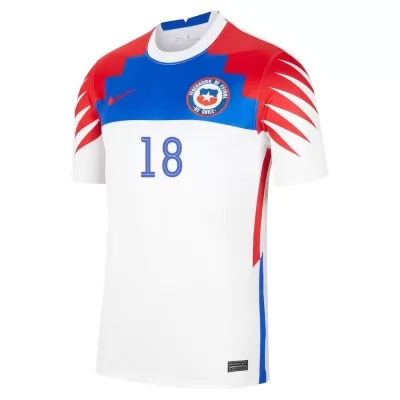 Mujer Selección de fútbol de Chile Camiseta Sebastian Vegas #18 2ª Equipación Blanco 2021 Chile