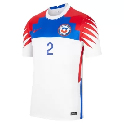 Mujer Selección de fútbol de Chile Camiseta Eugenio Mena #2 2ª Equipación Blanco 2021 Chile