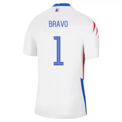 Mujer Selección de fútbol de Chile Camiseta Claudio Bravo #1 2ª Equipación Blanco 2021 Chile