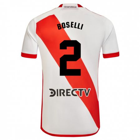 Kandiny Niño Camiseta Sebastián Boselli #2 Blanco Rojo 1ª Equipación 2023/24 La Camisa Chile