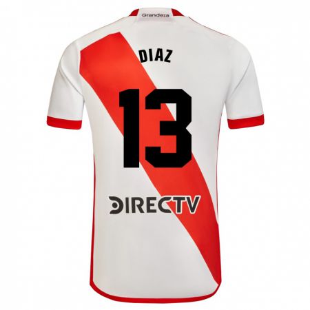 Kandiny Niño Camiseta Enzo Díaz #13 Blanco Rojo 1ª Equipación 2023/24 La Camisa Chile