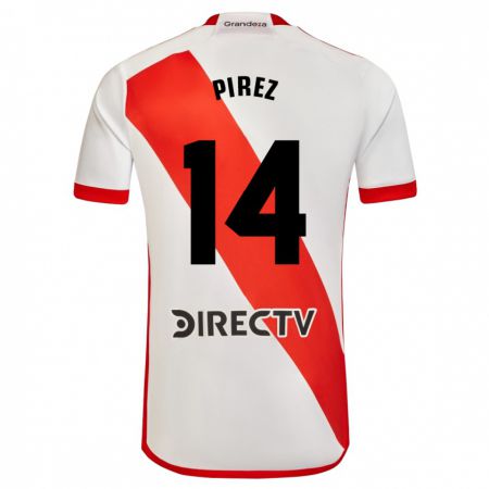 Kandiny Niño Camiseta Leandro González Pírez #14 Blanco Rojo 1ª Equipación 2023/24 La Camisa Chile