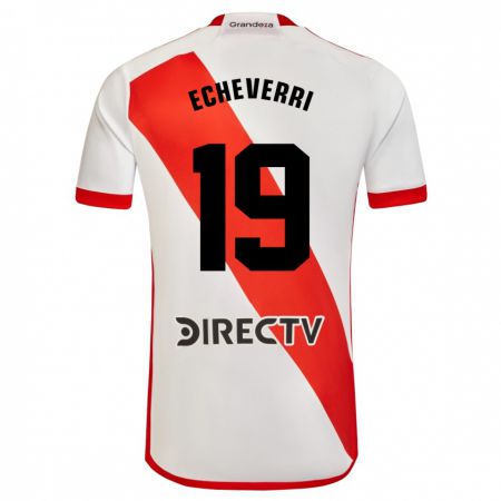 Kandiny Niño Camiseta Claudio Echeverri #19 Blanco Rojo 1ª Equipación 2023/24 La Camisa Chile