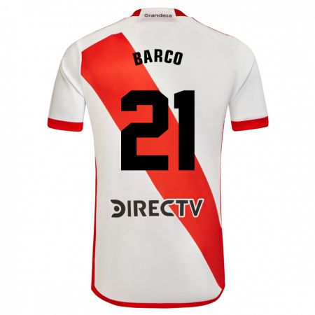Kandiny Niño Camiseta Esequiel Barco #21 Blanco Rojo 1ª Equipación 2023/24 La Camisa Chile