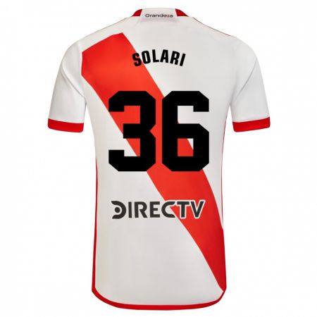 Kandiny Niño Camiseta Pablo Solari #36 Blanco Rojo 1ª Equipación 2023/24 La Camisa Chile