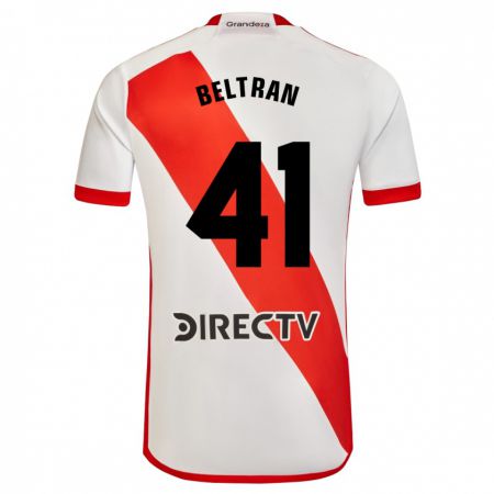 Kandiny Niño Camiseta Santiago Beltrán #41 Blanco Rojo 1ª Equipación 2023/24 La Camisa Chile
