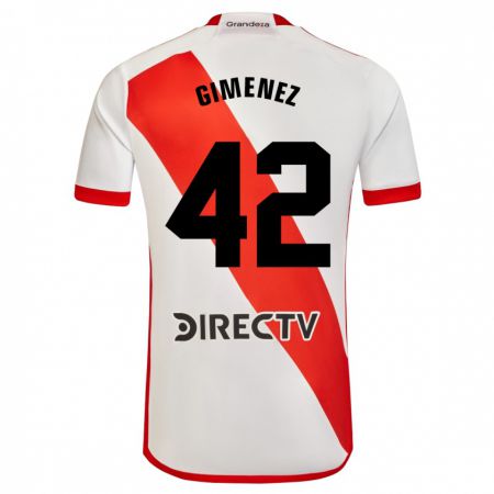Kandiny Niño Camiseta Ulises Giménez #42 Blanco Rojo 1ª Equipación 2023/24 La Camisa Chile